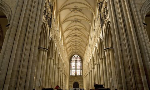 A view looking west down the nave of Beverley Minster.